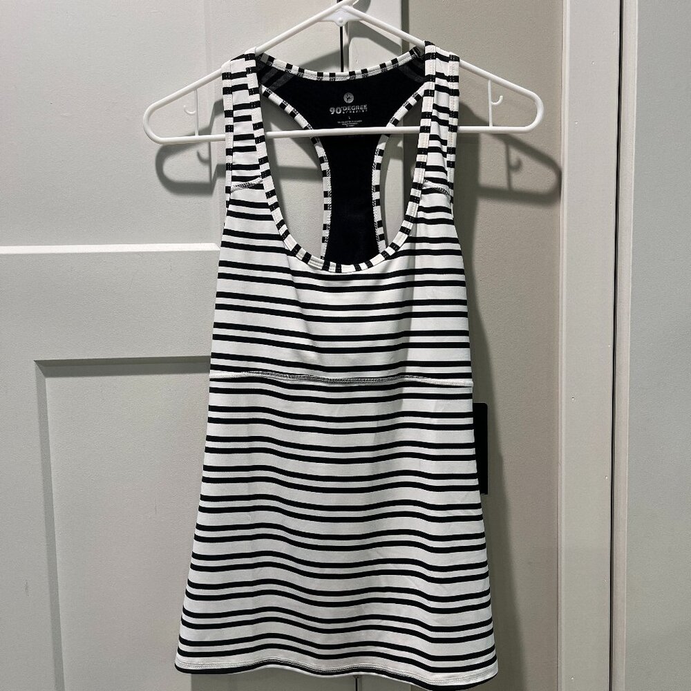 Black and white striped high performance tank top by reflex